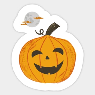 Halloween Carved Pumpkin Under The Moon (White) Sticker